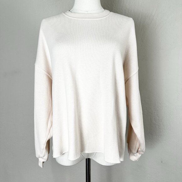XIRENA Sweatshirt Top XS Pale‎ Pink Pull Over Dolman Sleeve Raw Hem Comfort - Picture 1 of 13